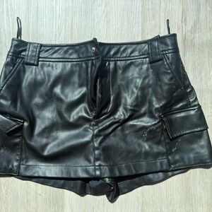 Zara Black Leather Women Shorts